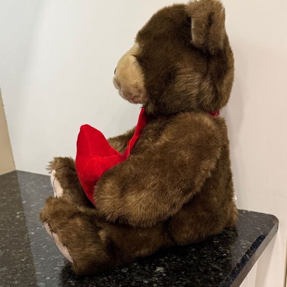 GUND Brown Teddy Bear Plush Red Star Ring Jewelry Holder Bow Stuffed Animal - Picture 4 of 10